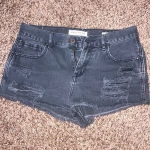 black jean shorts